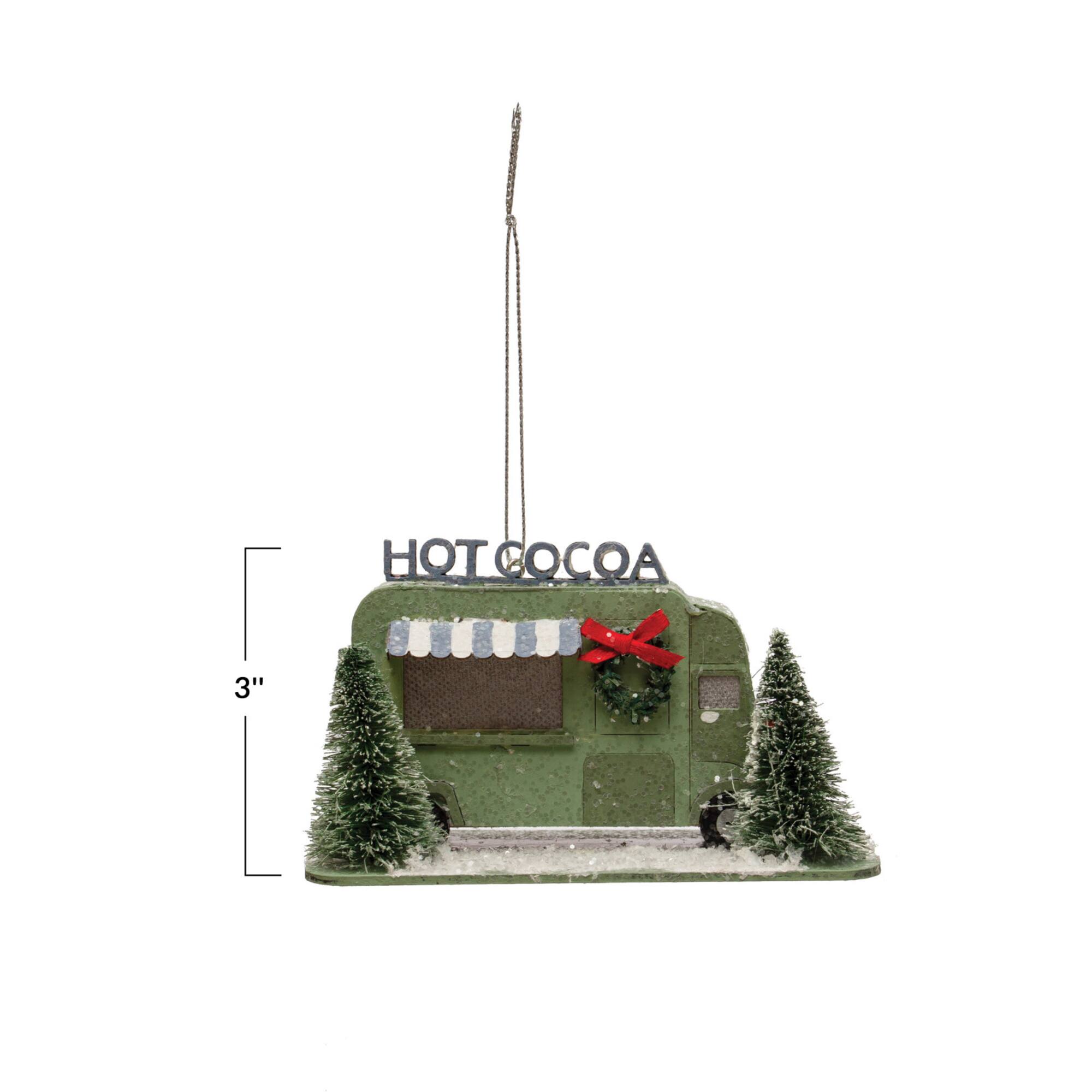 Hello Honey® Glitter & LED Paper Hot Cocoa Truck in Winter Scene Ornament